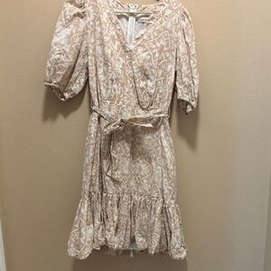 Calvin Klein Cream Patterned Midi Dress